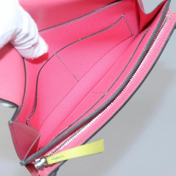 HERMES Camille Long Wallet Leather Pink Silver Auth 142388M - Picture 13 of 16